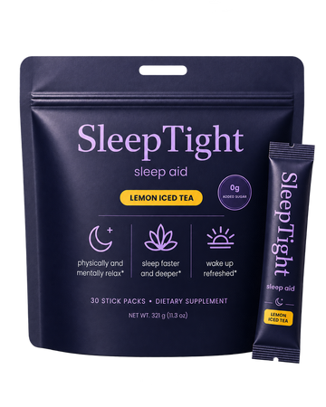 SleepTight Lemon Iced Tea 30-count pouch and stick pack
