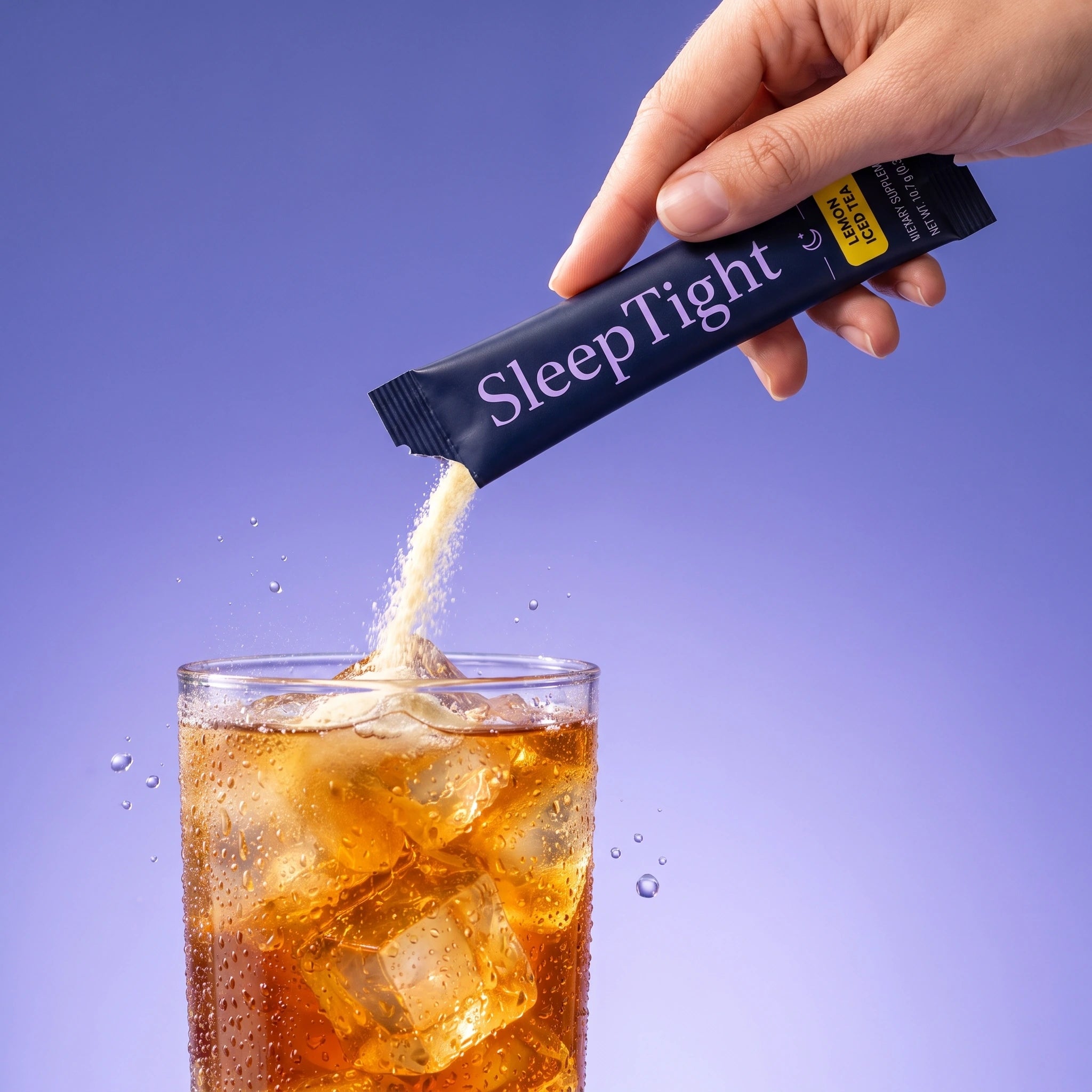 SleepTight Lemon Iced Tea with an iced drink and fresh lemon