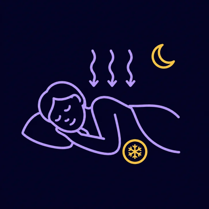 Relaxed sleeper with cooling waves illustrating physical relaxation